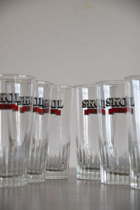 6 Skol Lager Glasses