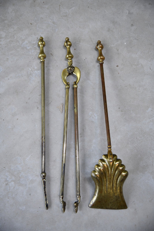 Brass Fire Set - Tongs Poker Shovel