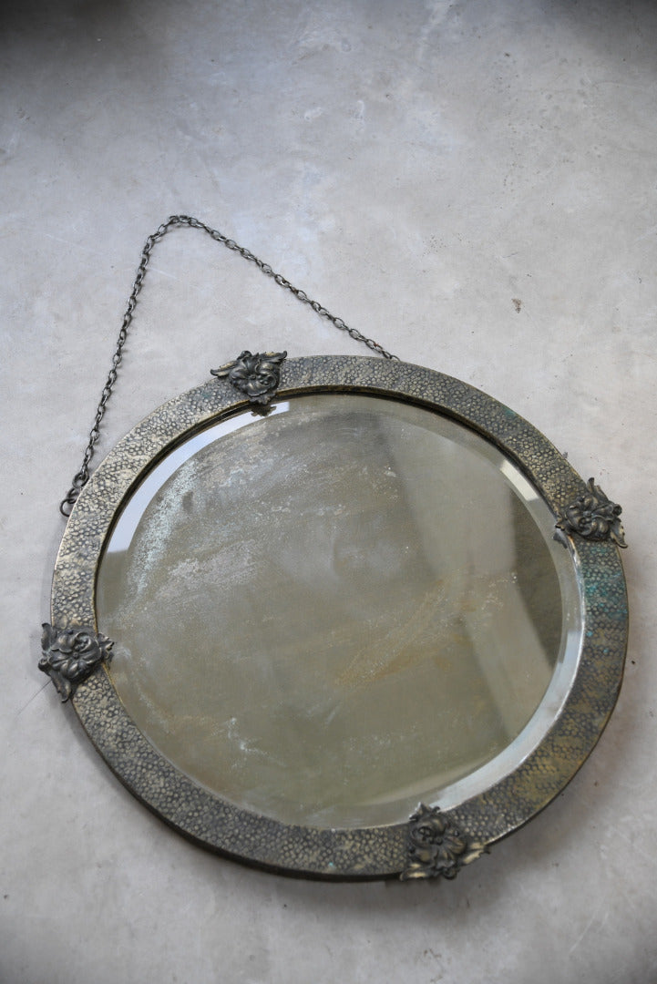 White Metal Round Mirror