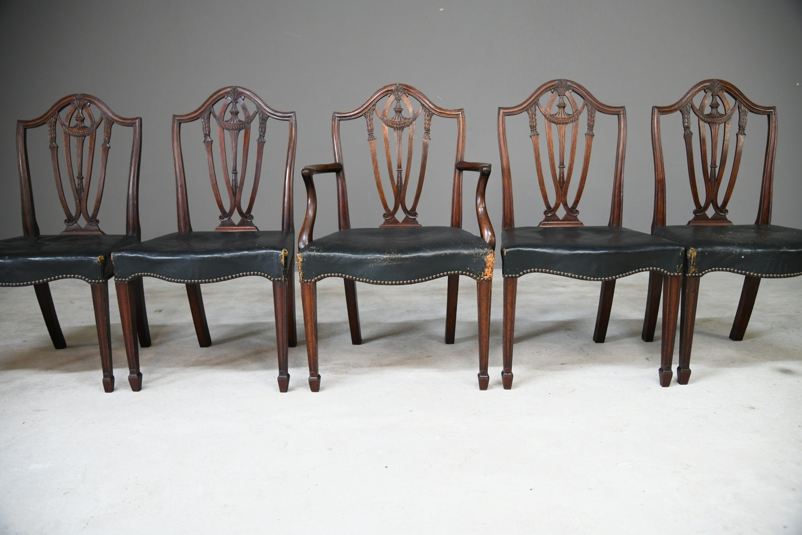 5 Hepplewhite Style Antique Mahogany Dining Chairs