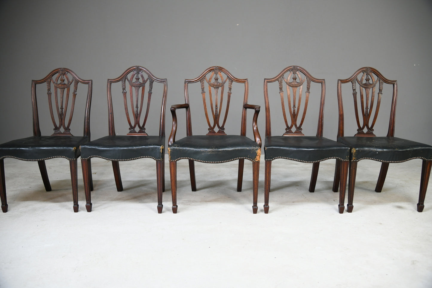 5 Hepplewhite Style Antique Mahogany Dining Chairs