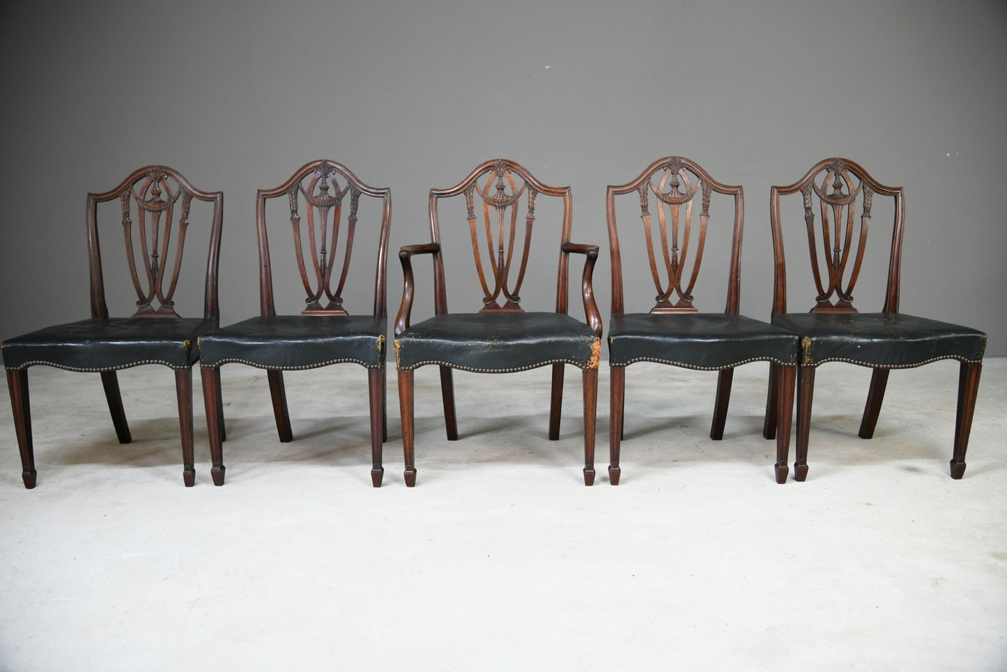 5 Hepplewhite Style Antique Mahogany Dining Chairs