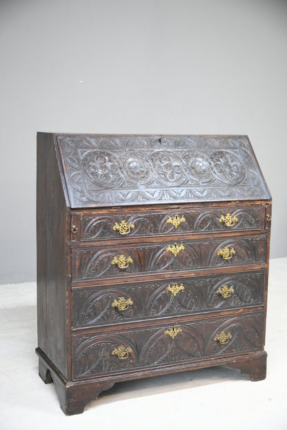 Carved Oak Writing Bureau