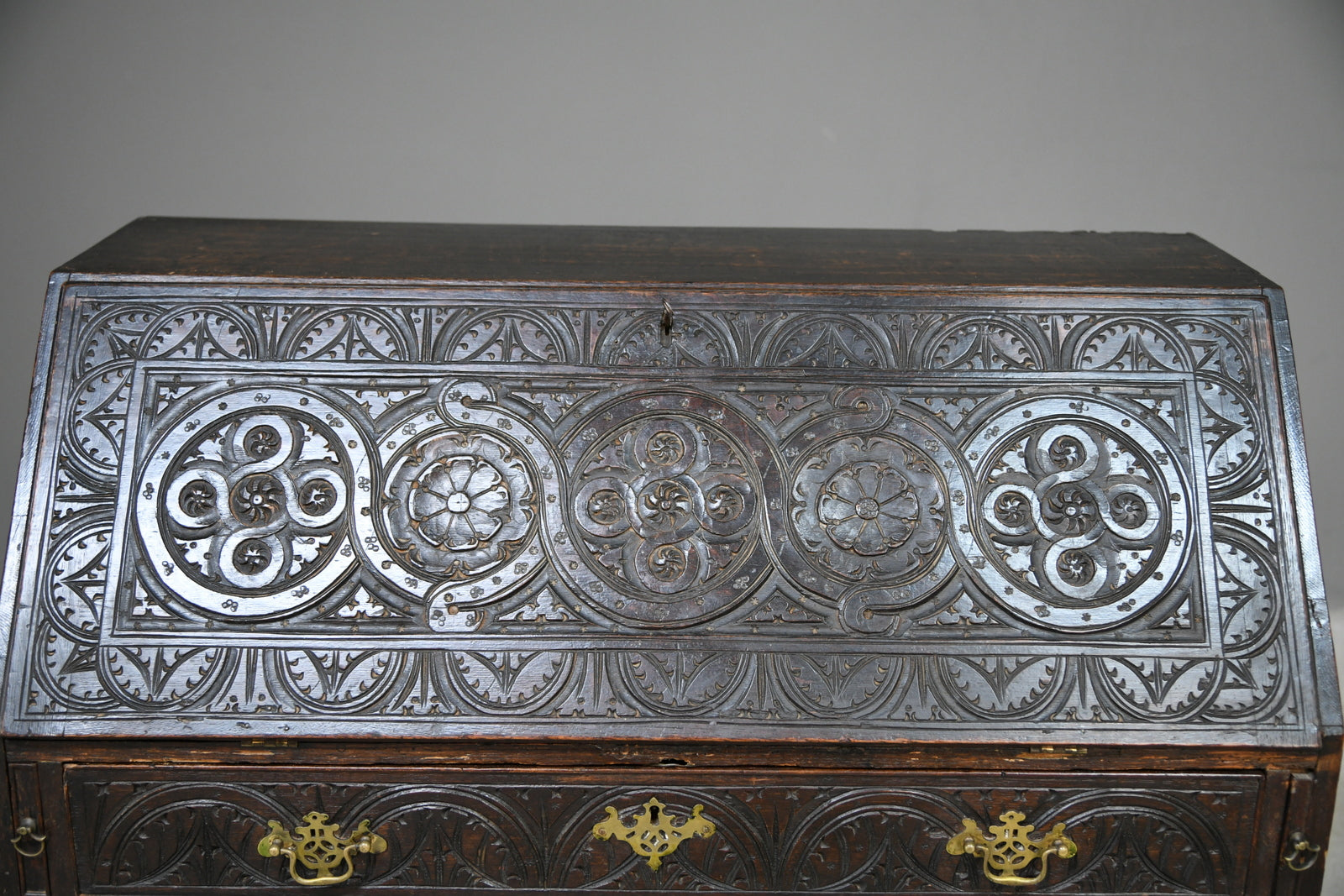 Carved Oak Writing Bureau