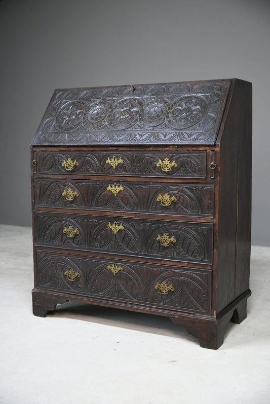 Carved Oak Writing Bureau