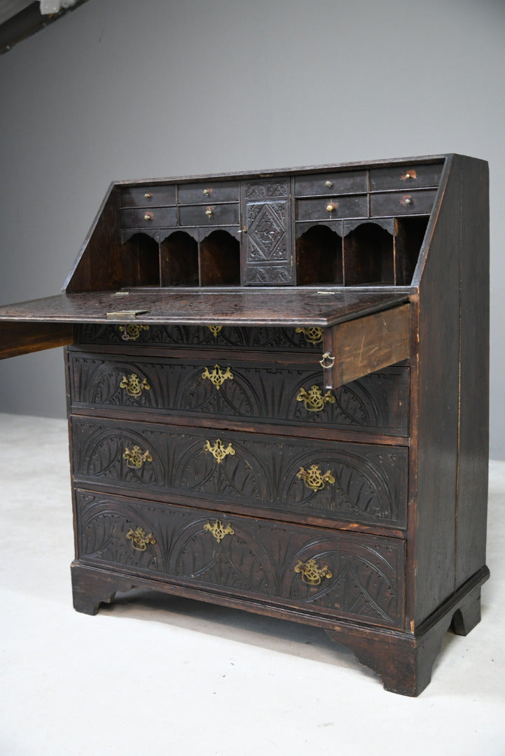 Carved Oak Writing Bureau