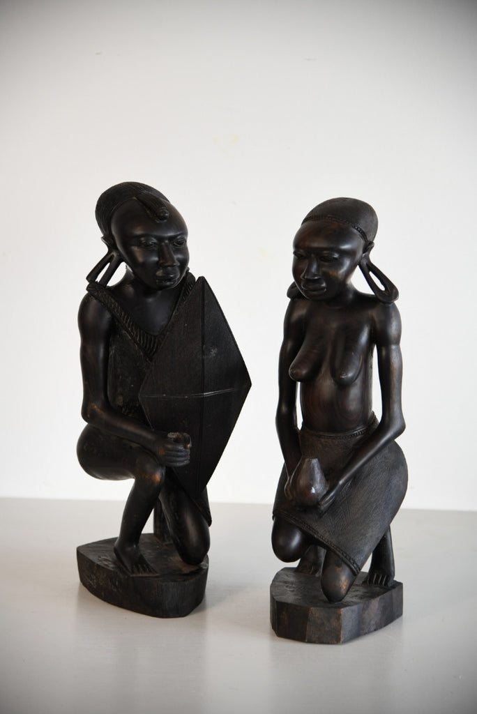 Pair Large Carved Tribal Figures