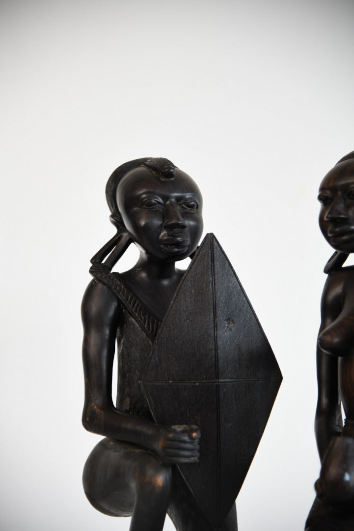 Pair Large Carved Tribal Figures