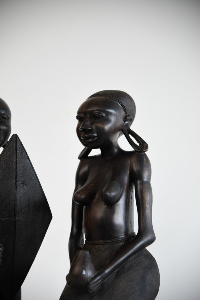 Pair Large Carved Tribal Figures