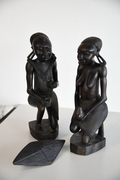 Pair Large Carved Tribal Figures