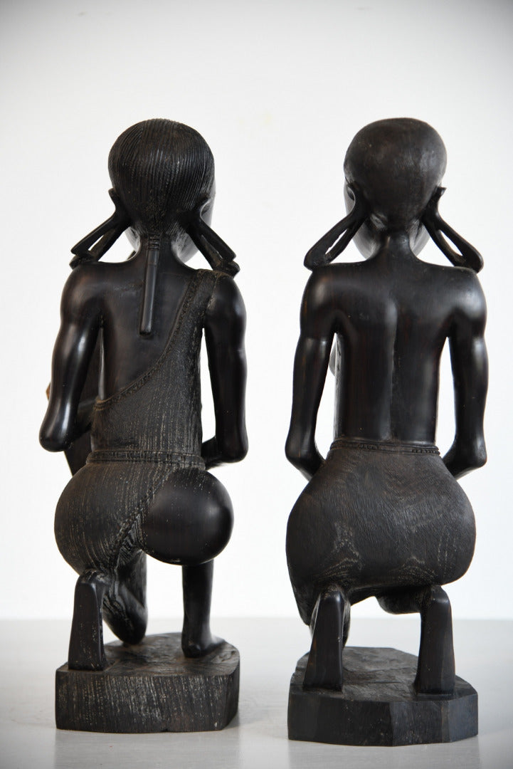 Pair Large Carved Tribal Figures