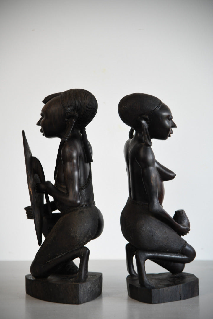 Pair Large Carved Tribal Figures