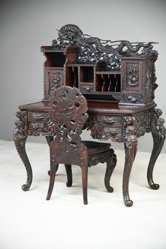 Carved Japanese Meiji Desk