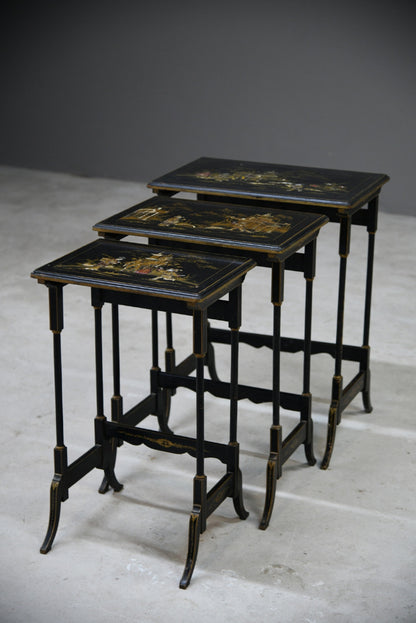 Nest Oriental Black Lacquer Tables