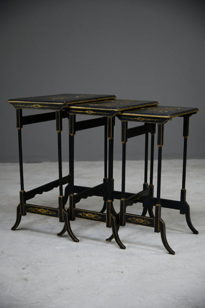 Nest Oriental Black Lacquer Tables