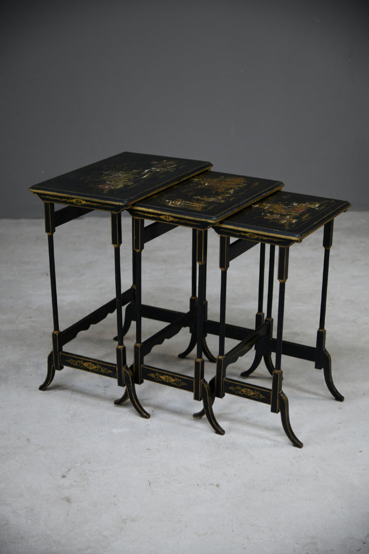 Nest Oriental Black Lacquer Tables