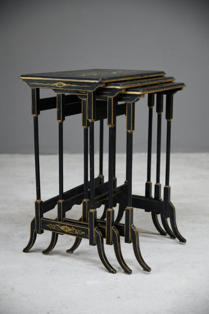 Nest Oriental Black Lacquer Tables