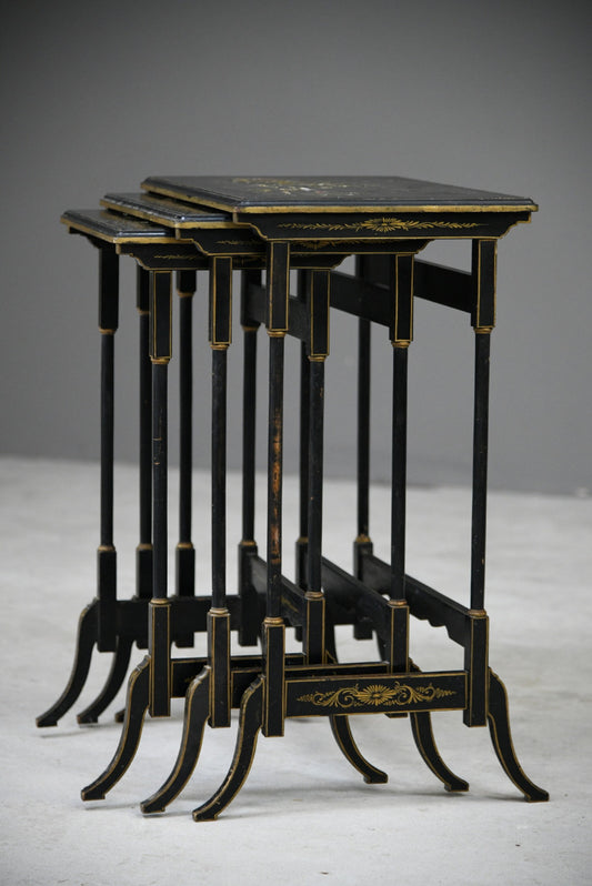 Nest Oriental Black Lacquer Tables