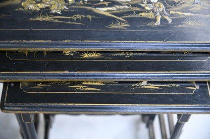 Nest Oriental Black Lacquer Tables