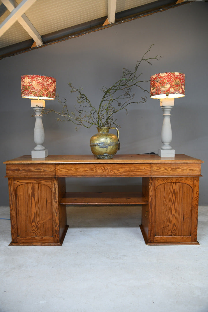 Large Pitch Pine Twin Pedestal Sideboard