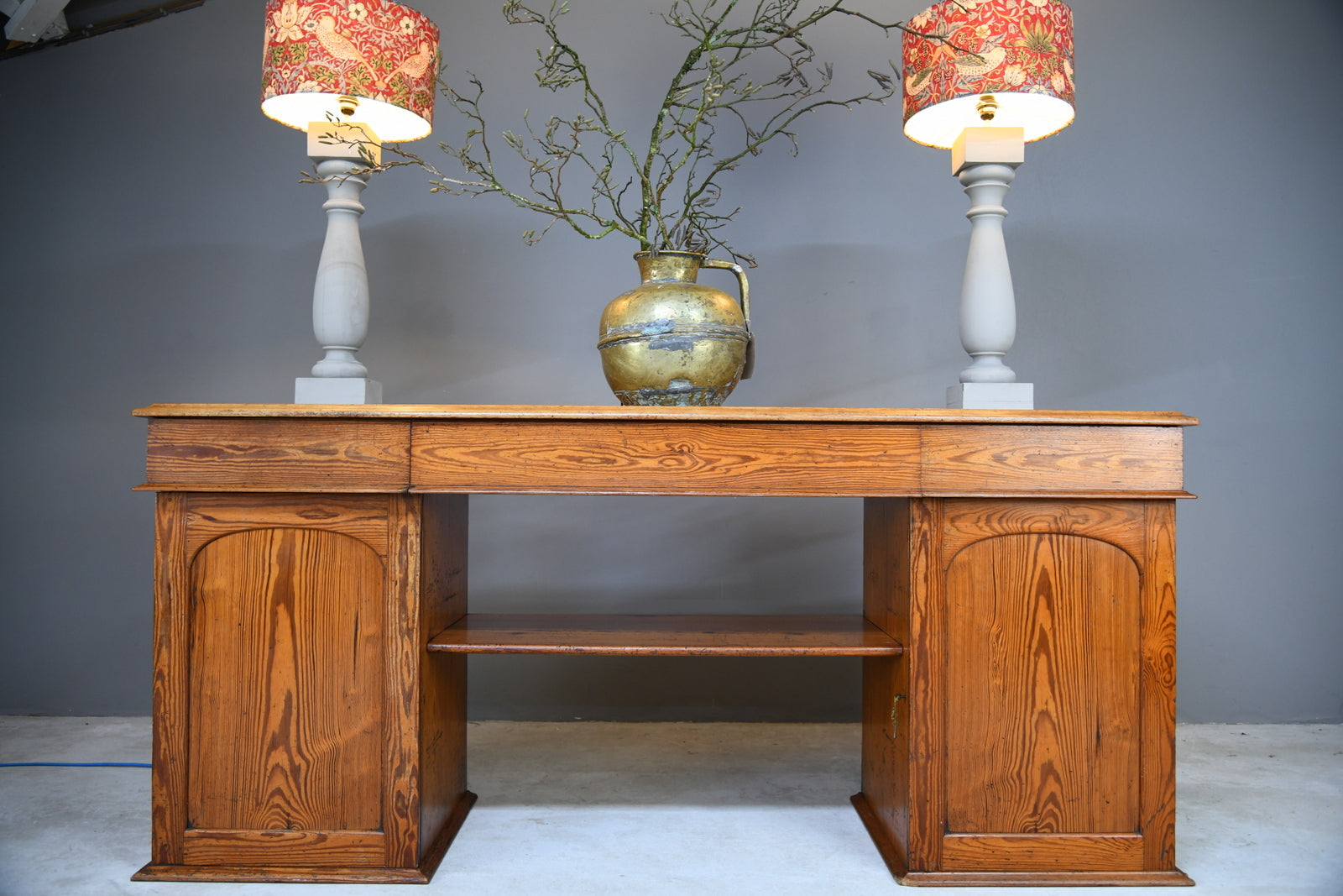 Large Pitch Pine Twin Pedestal Sideboard