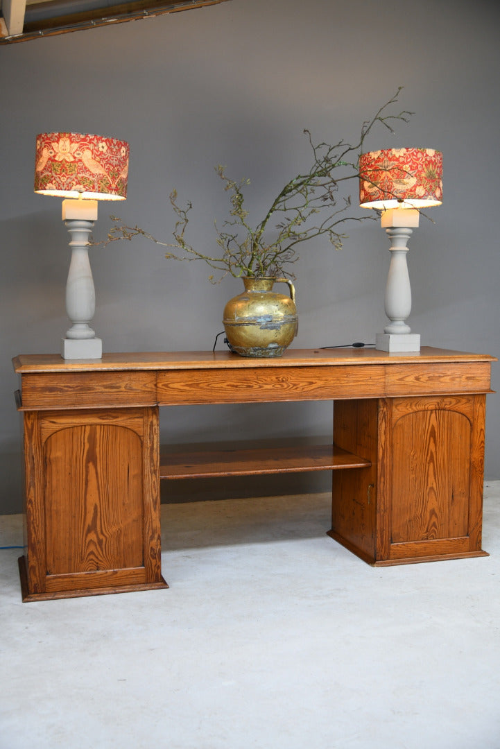 Large Pitch Pine Twin Pedestal Sideboard