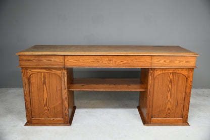 Large Pitch Pine Twin Pedestal Sideboard