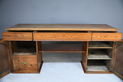 Large Pitch Pine Twin Pedestal Sideboard