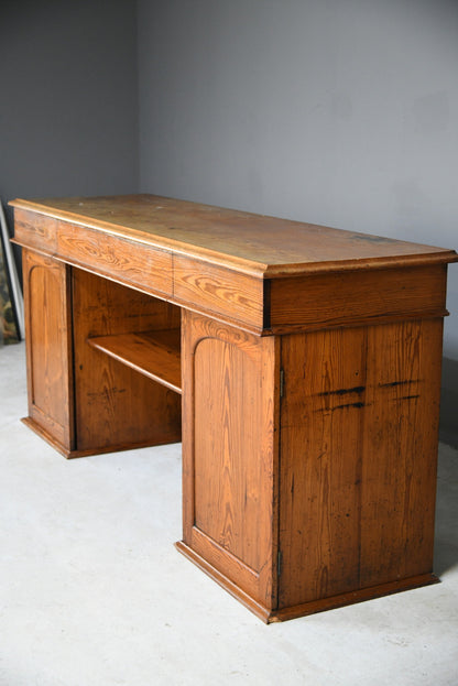 Large Pitch Pine Twin Pedestal Sideboard