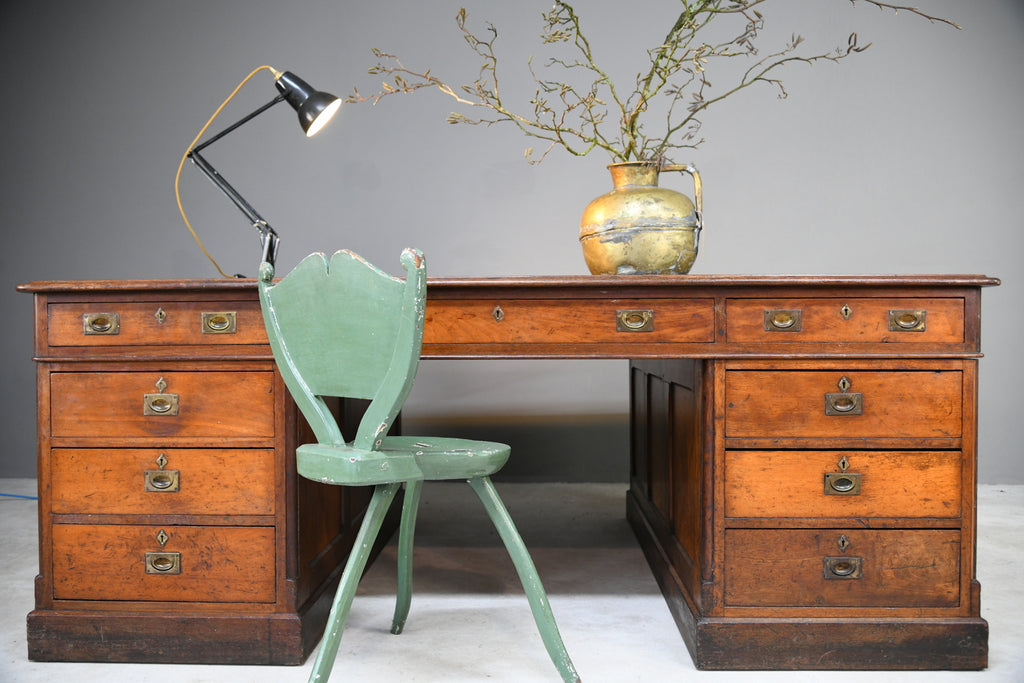 Large Antique Victorian Mahogany Partners Desk