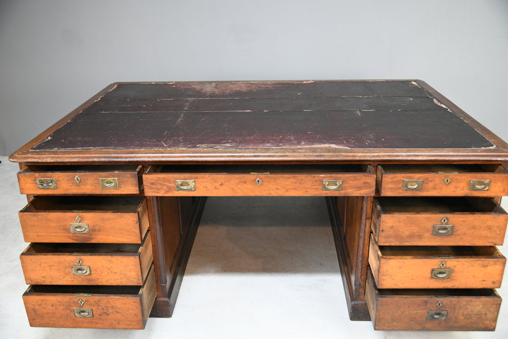 Large Antique Victorian Mahogany Partners Desk