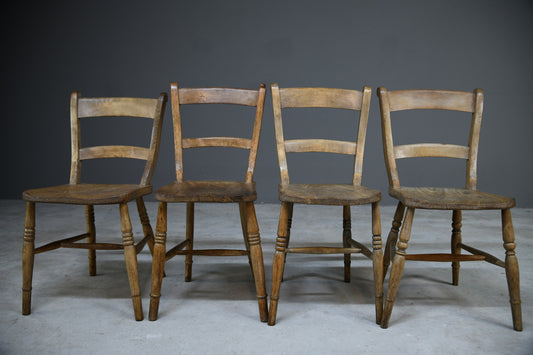 4 Rustic Elm Country Kitchen Chairs