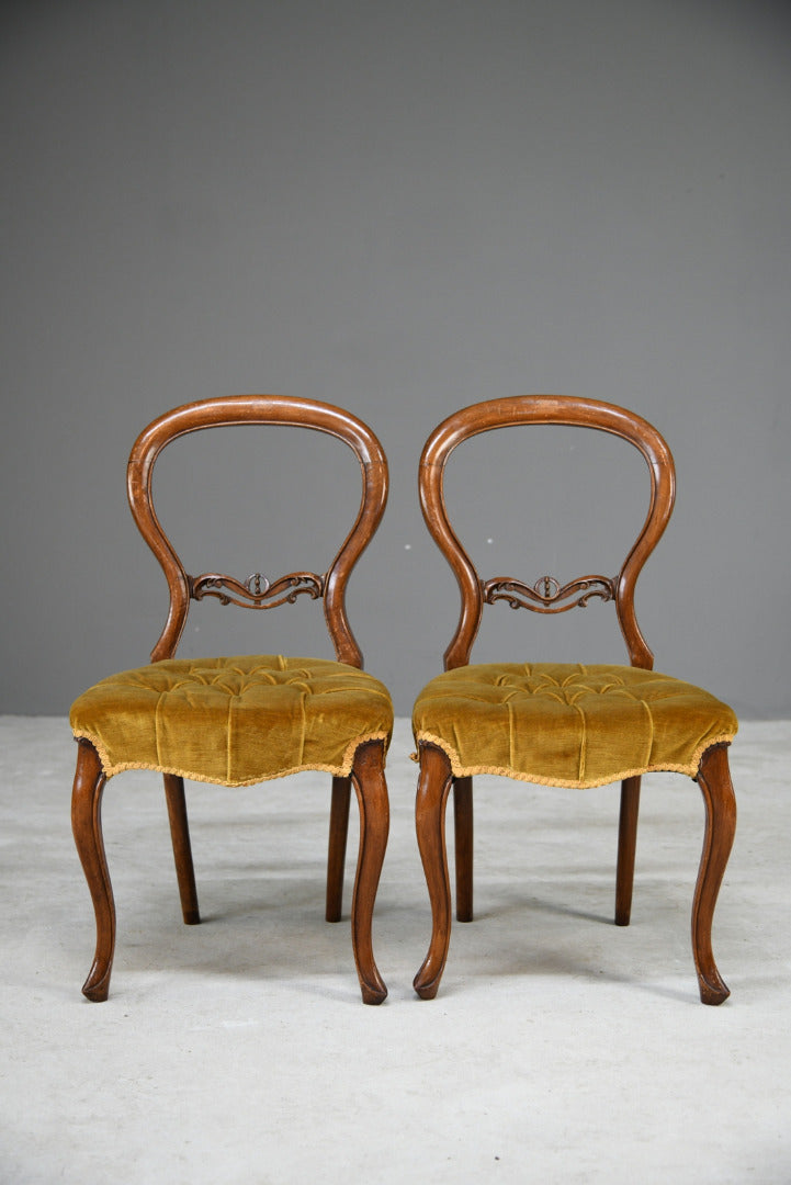 Pair Victorian Style Balloon Back Chairs