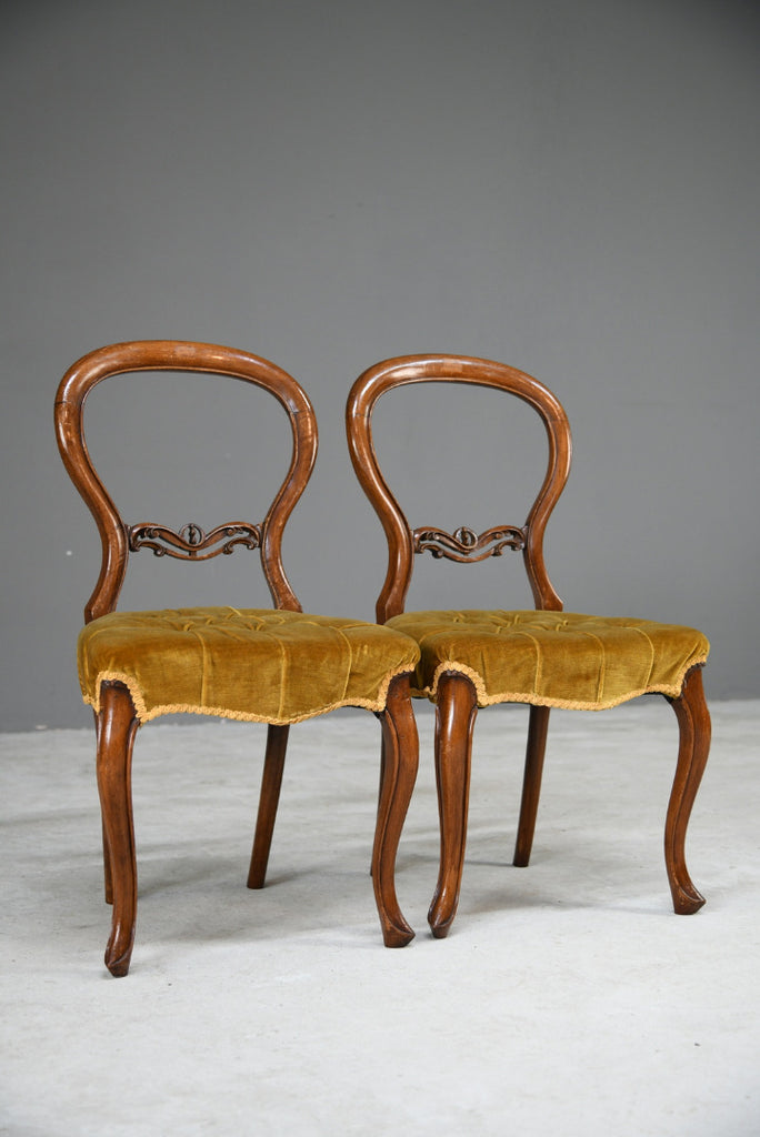 Pair Victorian Style Balloon Back Chairs