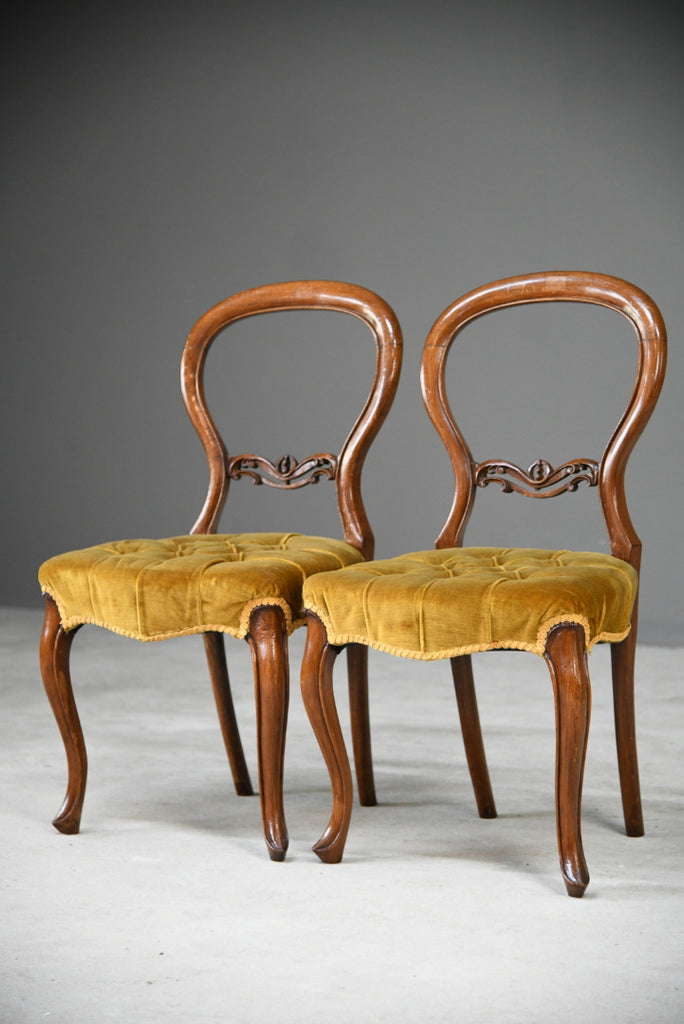 Pair Victorian Style Balloon Back Chairs