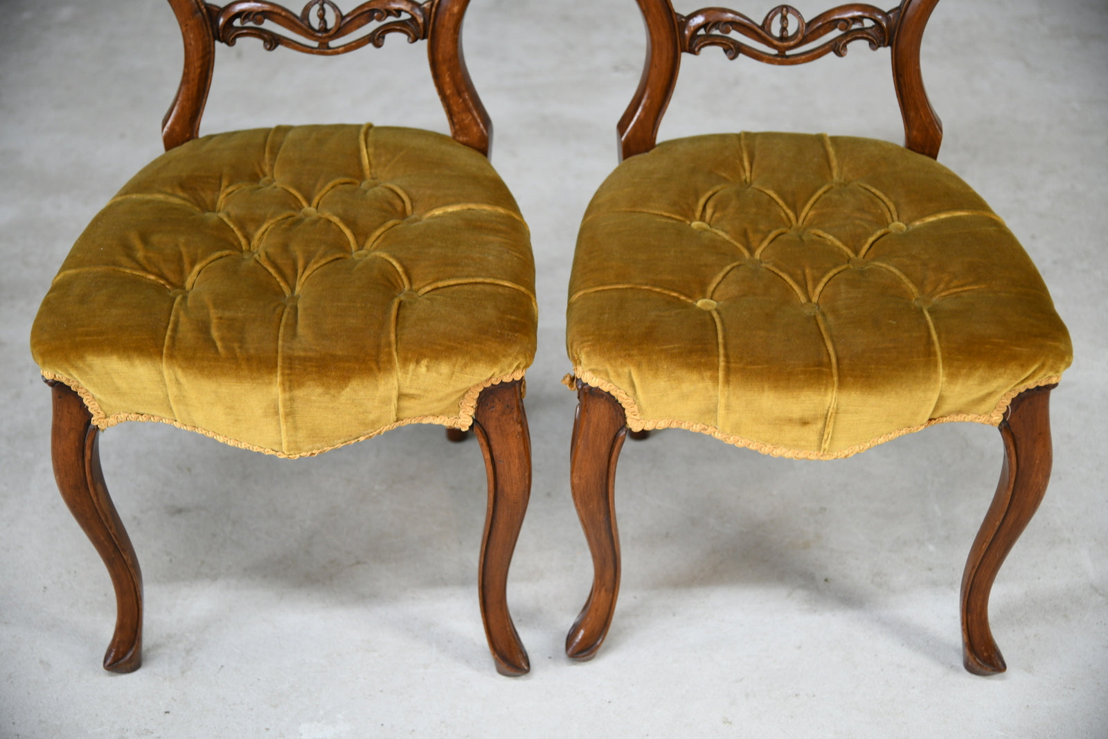 Pair Victorian Style Balloon Back Chairs