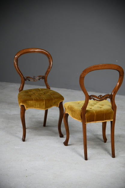 Pair Victorian Style Balloon Back Chairs