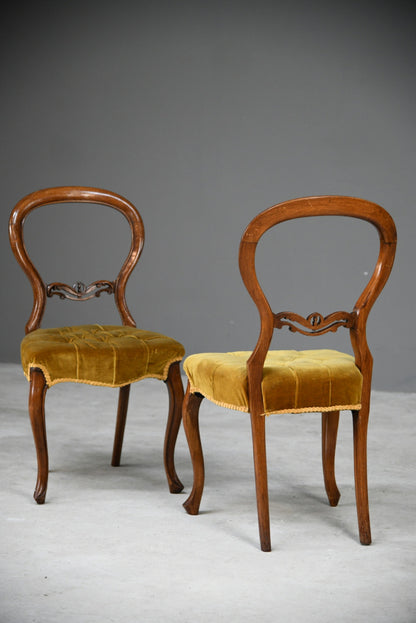 Pair Victorian Style Balloon Back Chairs