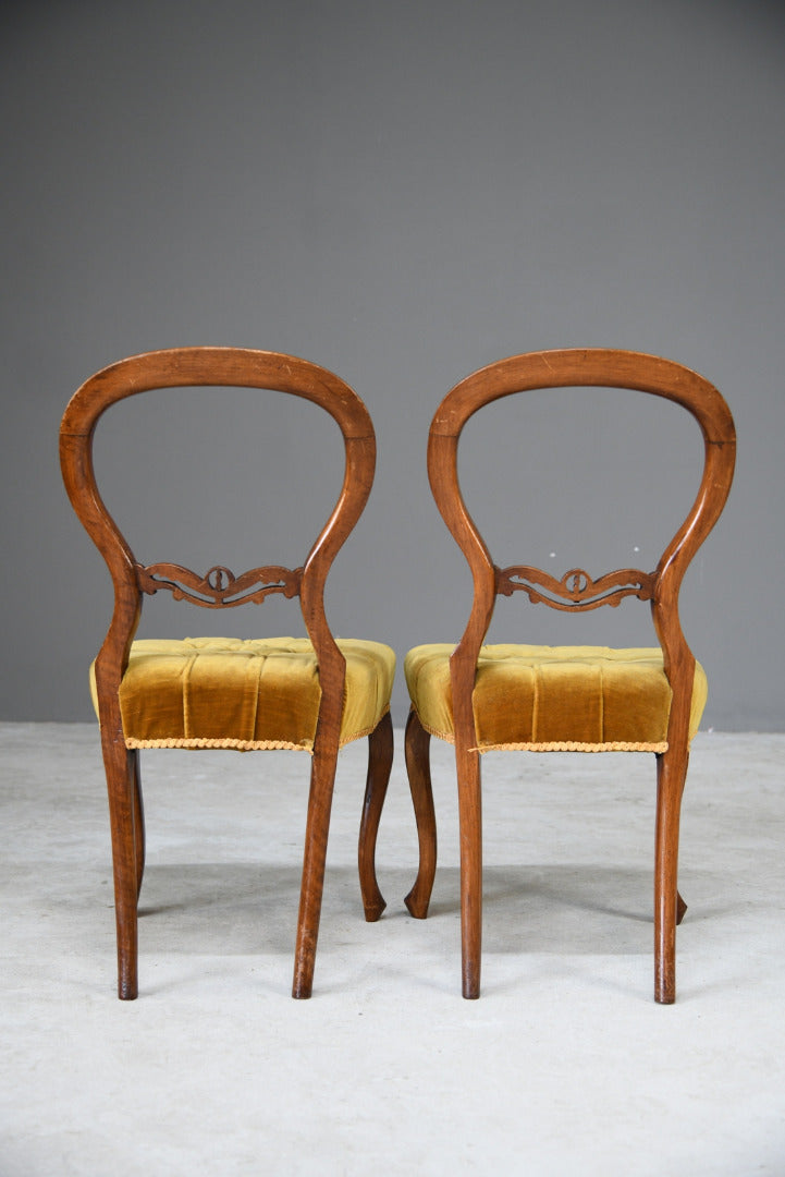 Pair Victorian Style Balloon Back Chairs