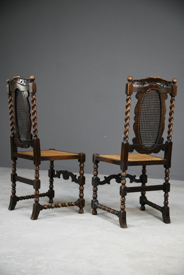 Pair Oak Cane Hall Chairs