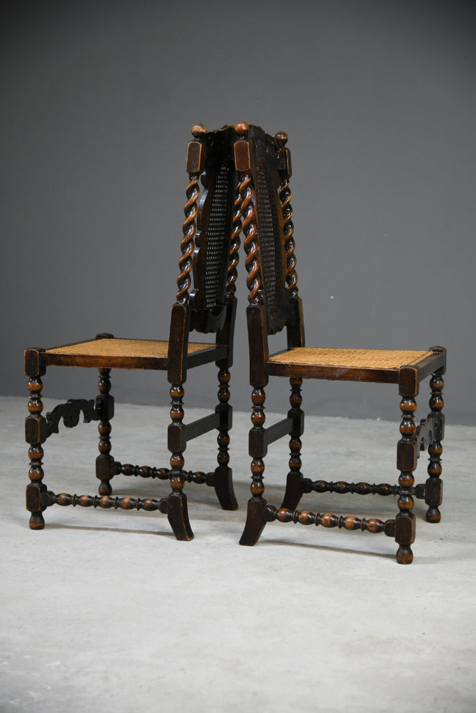 Pair Oak Cane Hall Chairs
