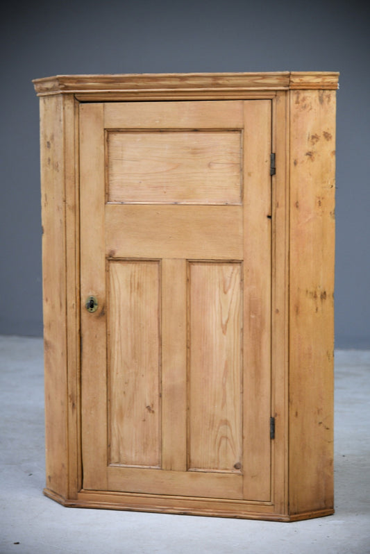 Rustic Pine Hanging Corner Cupboard
