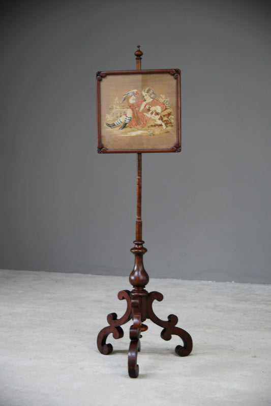 Victorian Mahogany Pole Screen