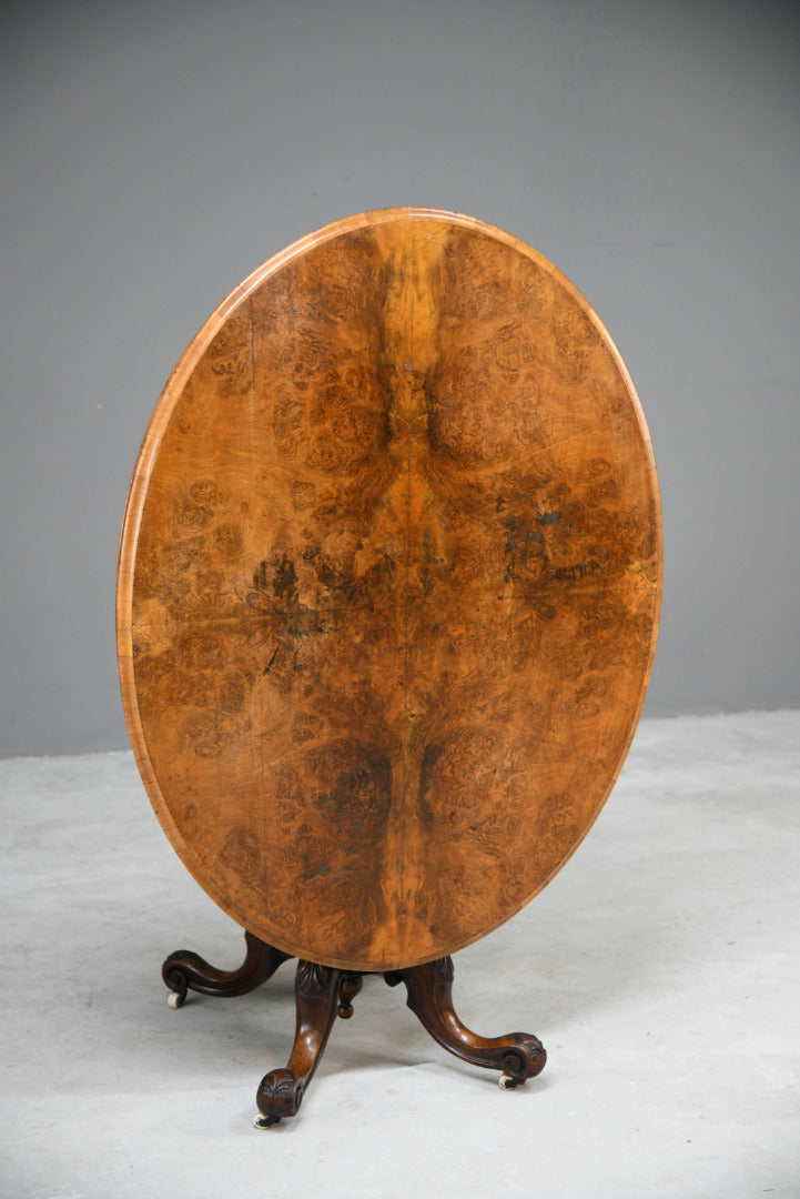 Antique Victorian Burr Walnut Tilt Top Table