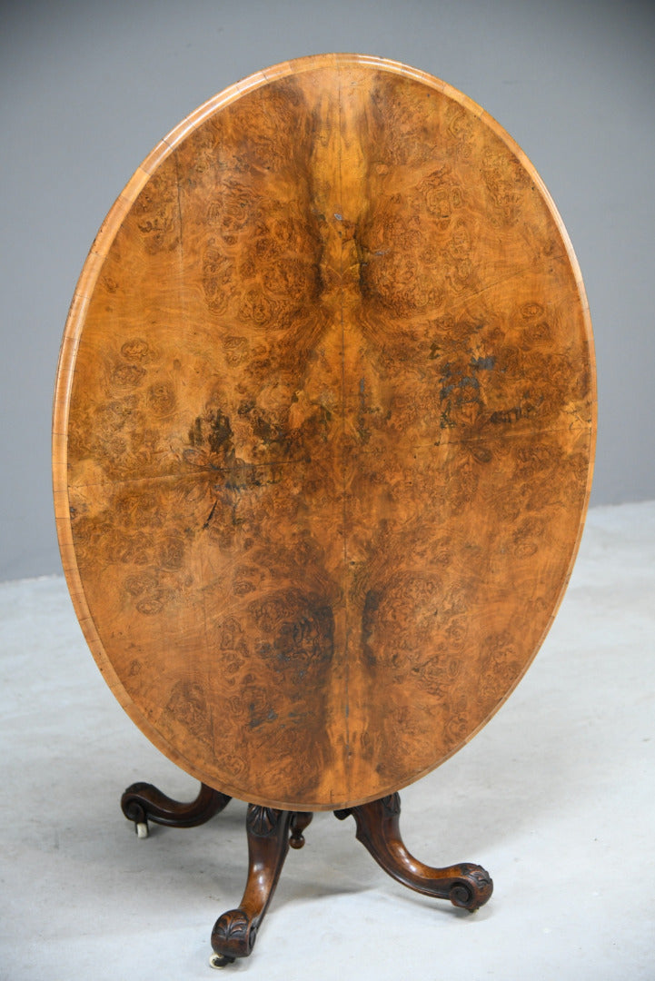 Antique Victorian Burr Walnut Tilt Top Table