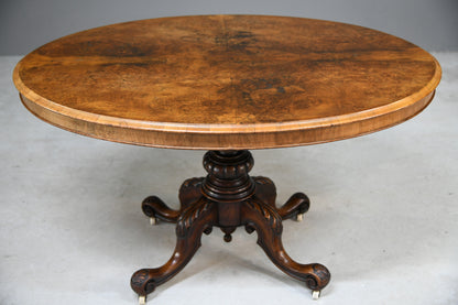 Antique Victorian Burr Walnut Tilt Top Table