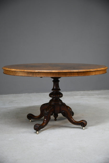 Antique Victorian Burr Walnut Tilt Top Table