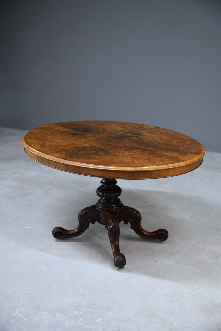 Antique Victorian Burr Walnut Tilt Top Table