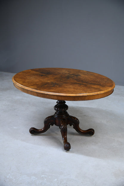 Antique Victorian Burr Walnut Tilt Top Table