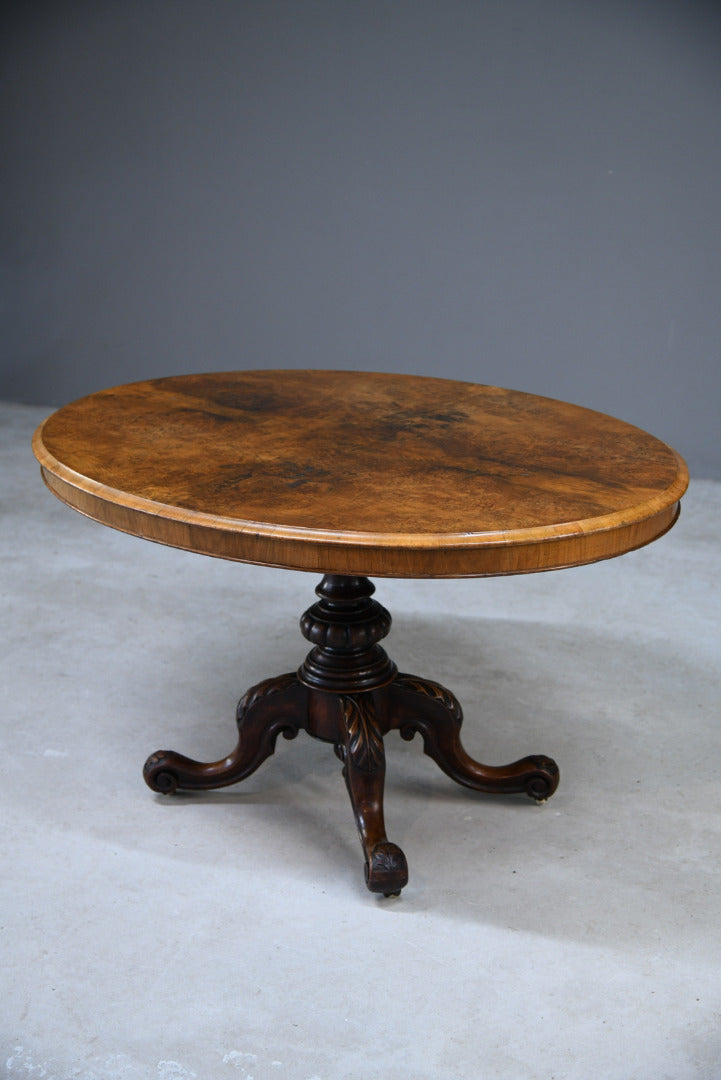 Antique Victorian Burr Walnut Tilt Top Table